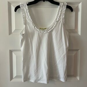 Gianni Bini White Ruffled Sleeveless Tank Top